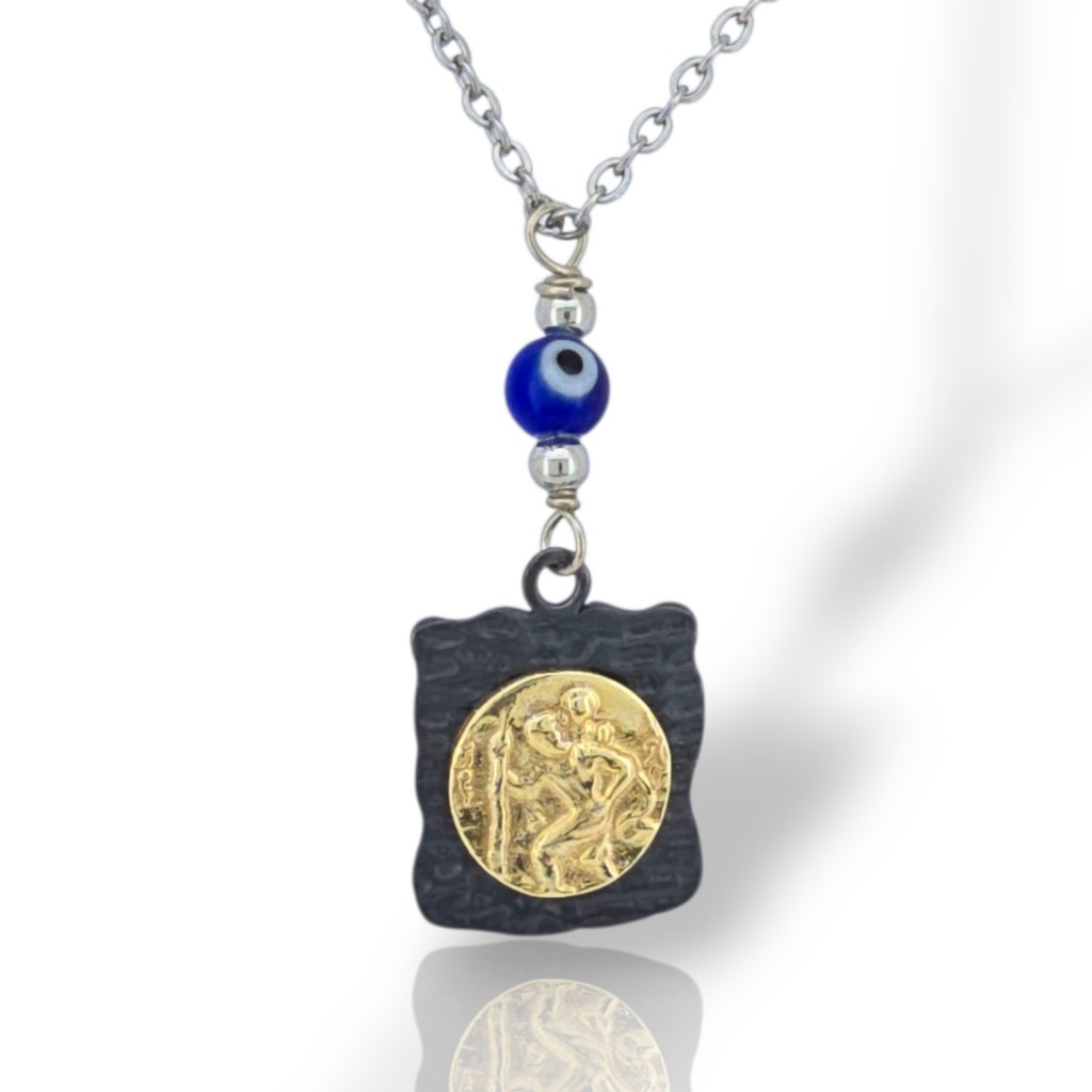 Φυλαχτό αυτοκινήτου Αγ. Χριστόφορος απο ασήμι 925° (code L008217)